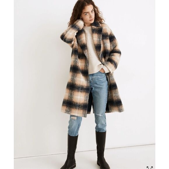 New MADEWELL courton plaid coat jacket pea cote trench long sz xxs style NC571 - Picture 3 of 12